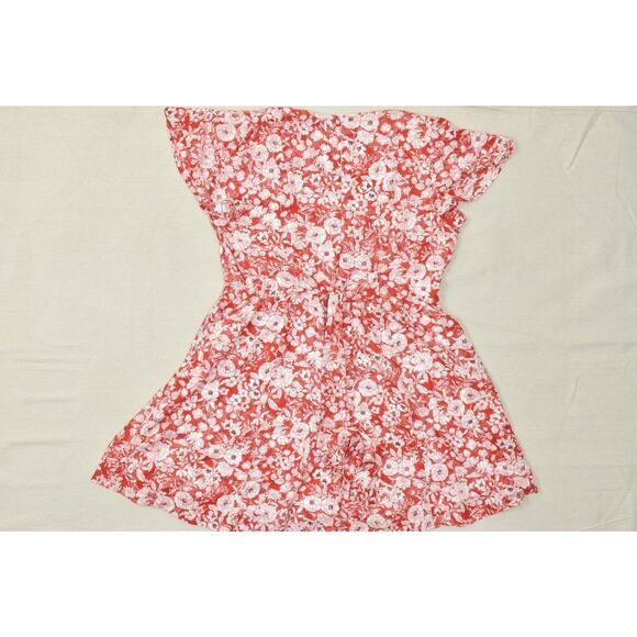 Lane Bryant Women's Plus Size 16 Red Floral Wrap V-Neck Mini Dress Short Sleeve - Picture 2 of 8